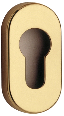 Bocchetta REGUITTI modello 009 ovale per porta interna con foro yale in ottone lucido verniciato