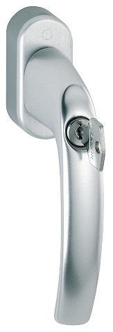Martellina dk con chiave HOPPE modello ATLANTA per serramento con rosetta con quadro variabile in alluminio argento