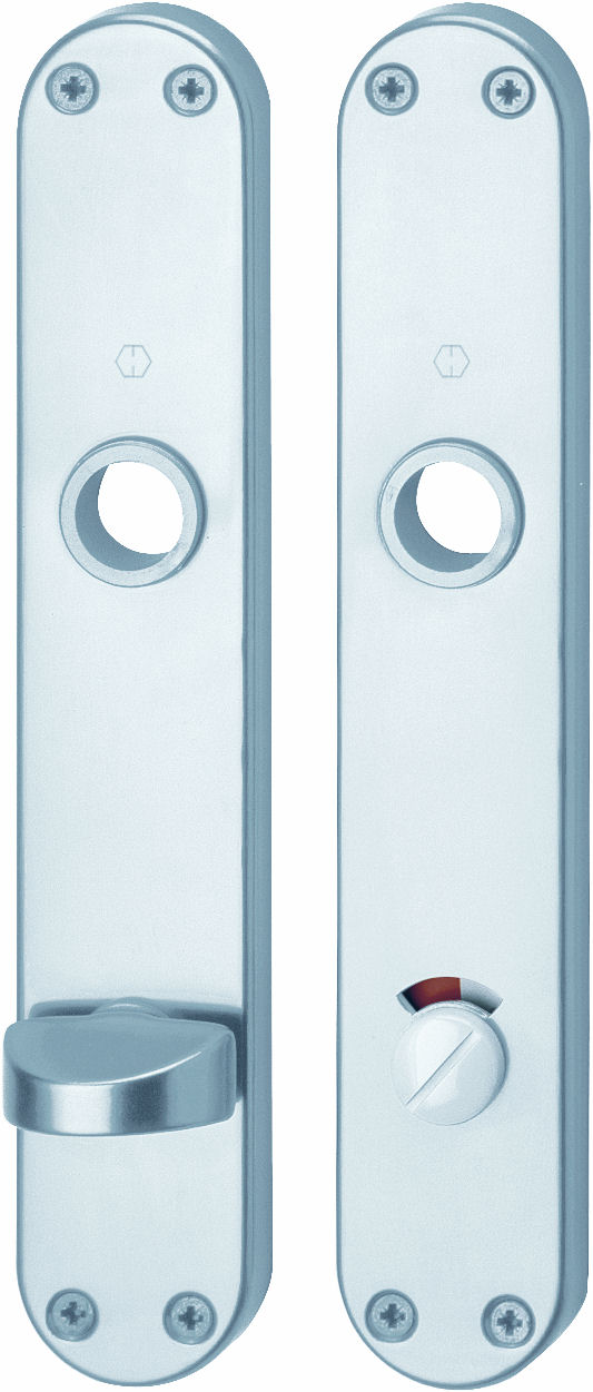 Placche HOPPE modello 300PI per porta interna con nottolino wc e indicatore libero/occupato in alluminio argento