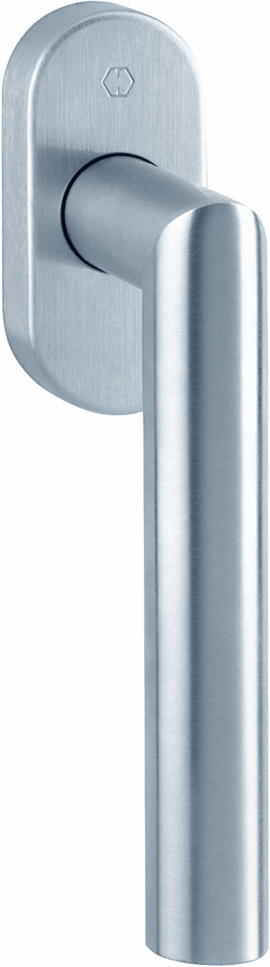 Martellina dk HOPPE modello AMSTERDAM per serramento con rosetta con quadro variabile in acciaio inox satinato