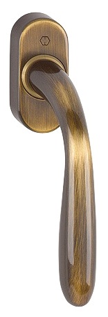 Martellina dk HOPPE modello SANTIAGO per serramento con rosetta con quadro 35 in ottone bronzato
