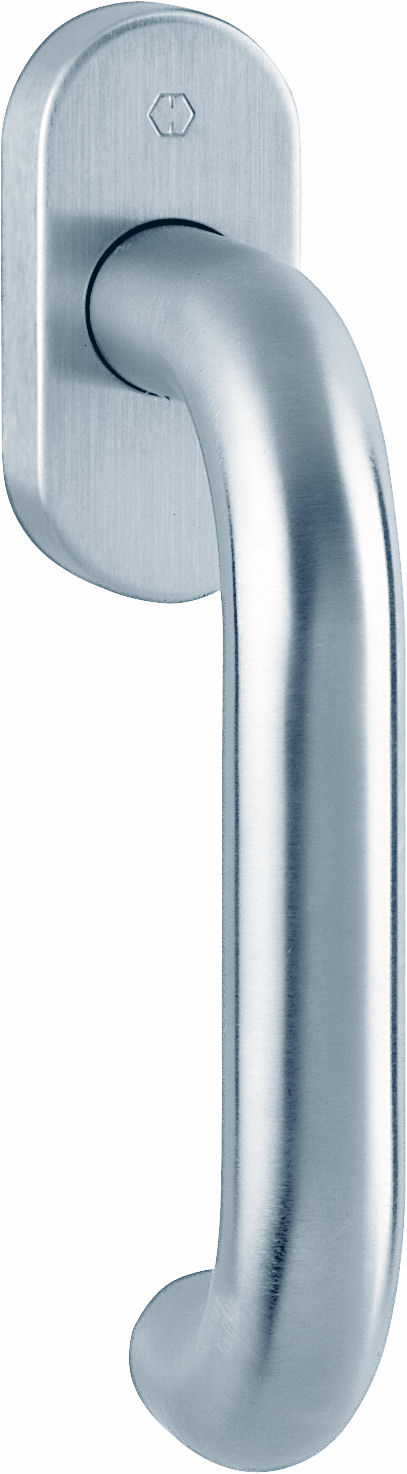 Martellina dk HOPPE modello PARIS per serramento senza secustik con rosetta con quadro 35 in acciaio inox satinato
