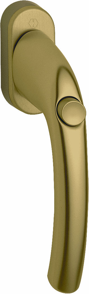 Martellina dk con pulsante HOPPE modello TOKYO per serramento con rosetta con quadro 35 in alluminio oro