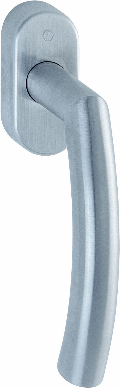 Martellina dk HOPPE modello TRONDHEIM per serramento con rosetta con quadro variabile in acciaio inox satinato