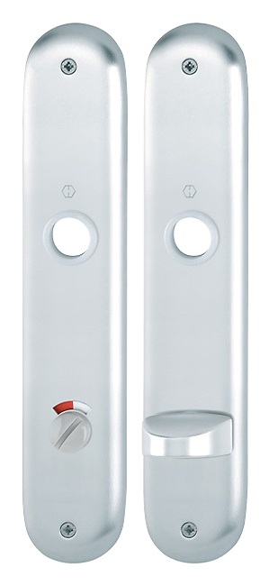 Placche HOPPE modello 273P per porta interna con nottolino wc e indicatore libero/occupato in alluminio argento