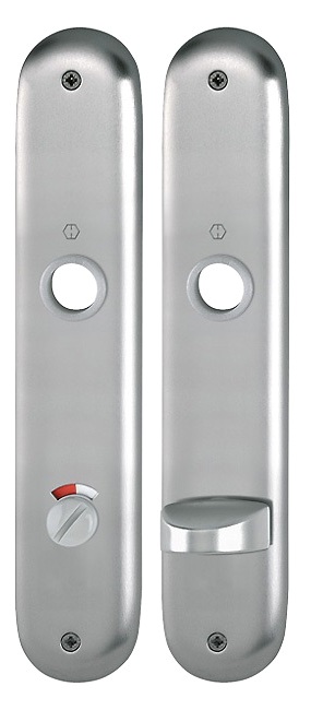 Placche HOPPE modello 273P per porta interna con nottolino wc e indicatore libero/occupato in alluminio titanio