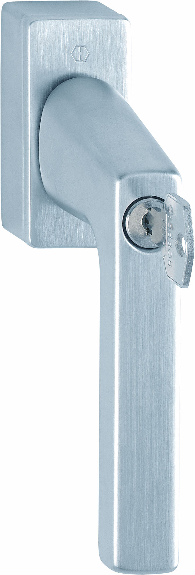 Martellina dk con chiave HOPPE modello DALLAS per serramento con rosetta con quadro variabile in ottone cromo satinato