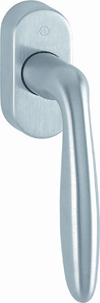 Martellina dk HOPPE modello VERONA per serramento con rosetta con quadro variabile in ottone cromo satinato