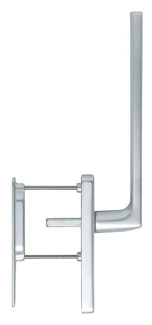 Maniglione alzante scorrevole singolo HOPPE modello DALLAS per serramento su placca e maniglia incasso in alluminio argento