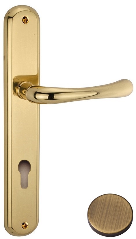 Maniglia REGUITTI modello MONIA per porta interna su placca 188 con foro yale in ottone bronzato graffiato