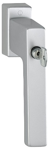 Martellina dk con chiave HOPPE modello TOULON per serramento con rosetta con quadro 43 in alluminio titanio