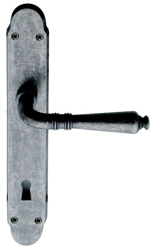 Maniglia REGUITTI modello GINEVRA per porta interna su placca 040 con foro normale in ottone argento vecchio