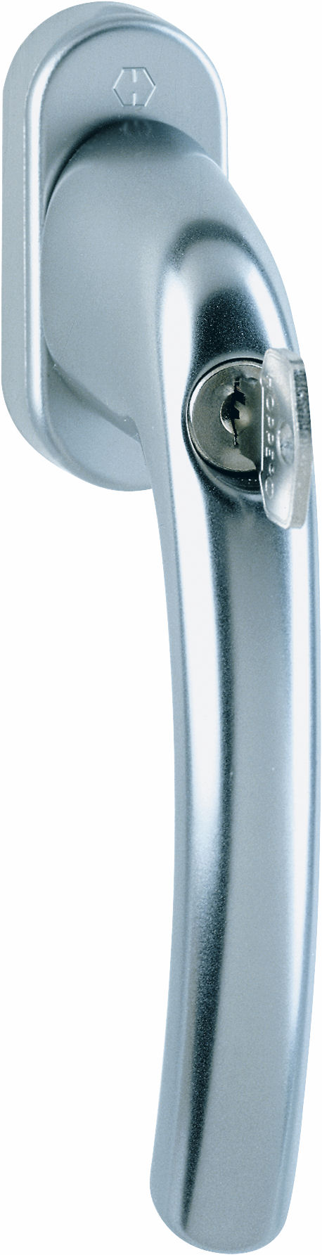 Martellina dk con chiave HOPPE modello TOKYO per serramento con rosetta con quadro 35 in alluminio titanio