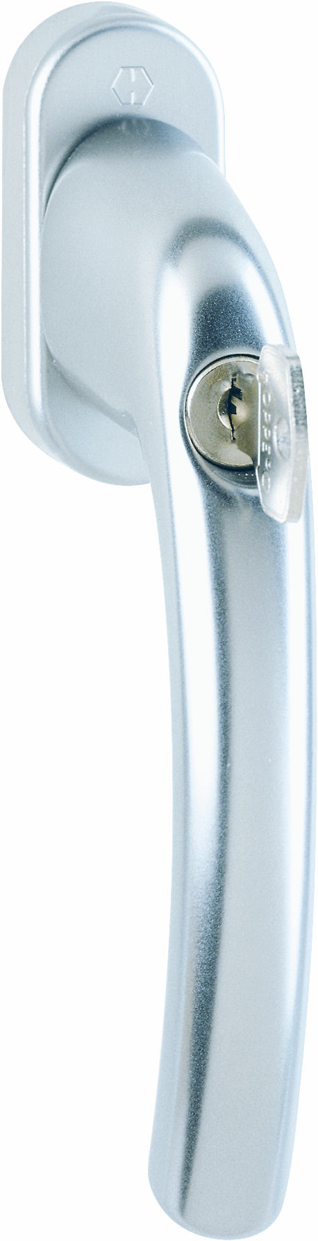 Martellina dk con chiave HOPPE modello TOKYO per serramento con rosetta con quadro 35 in alluminio argento
