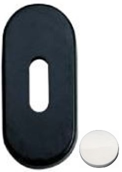 Bocchetta GHIDINI modello MINNY ovale per porta interna con foro normale in nylon bianco