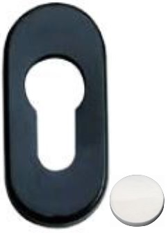 Bocchetta GHIDINI modello MINNY ovale per porta interna con foro yale in nylon bianco